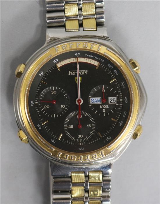 A gentlemans steel Ferrari wrist watch
